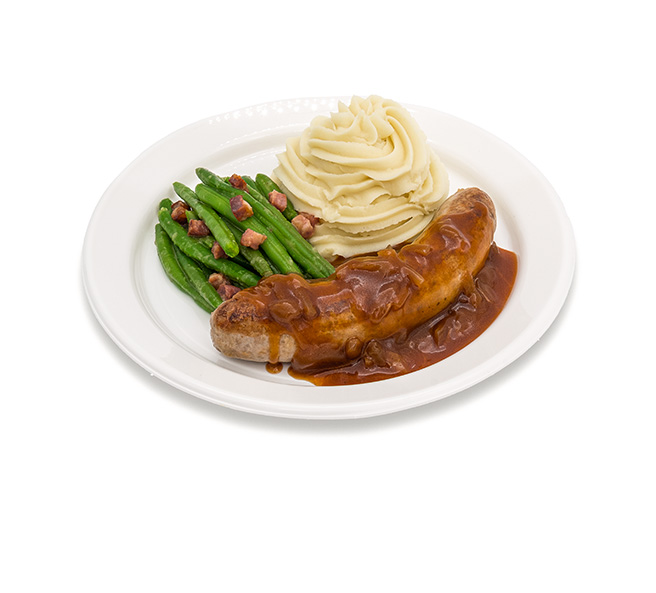 Schweinsbratwurst an Zwiebelsauce﻿