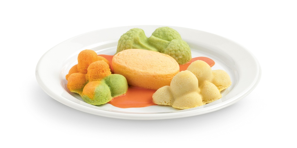 Püriert: Gemüseteller an Tomatensauce﻿