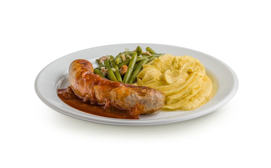 Schweinsbratwurst an Zwiebelsauce